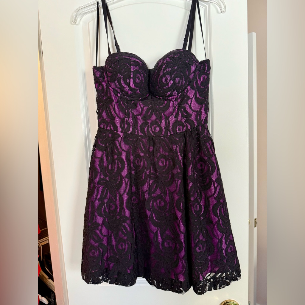 Guess Black And Purple Lace Dress
